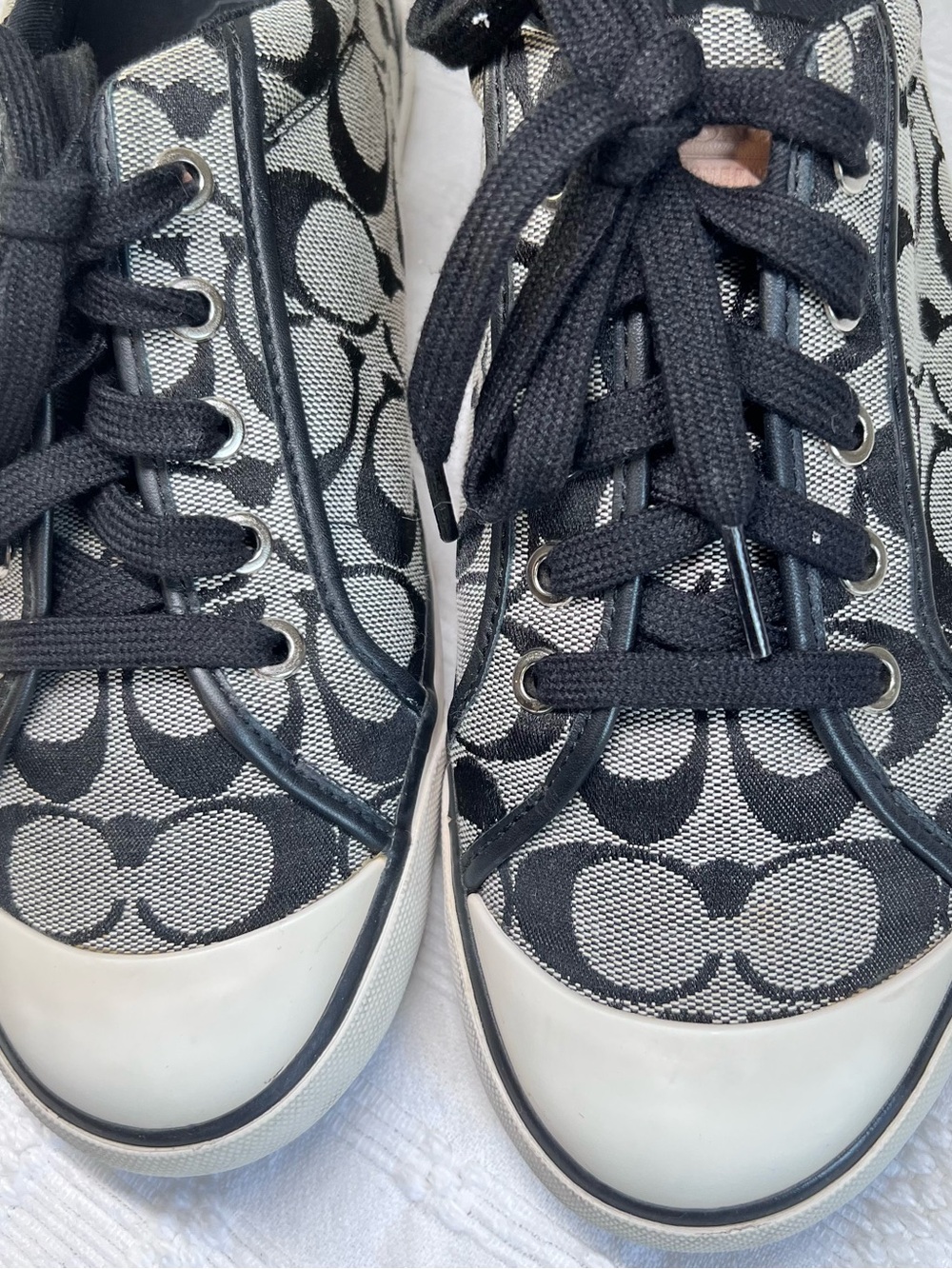 Coach Black & Cream Signature Canvas Lace-Up Sneakers - Picture 15 of 15